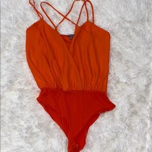 Orange bodysuit with double straps
